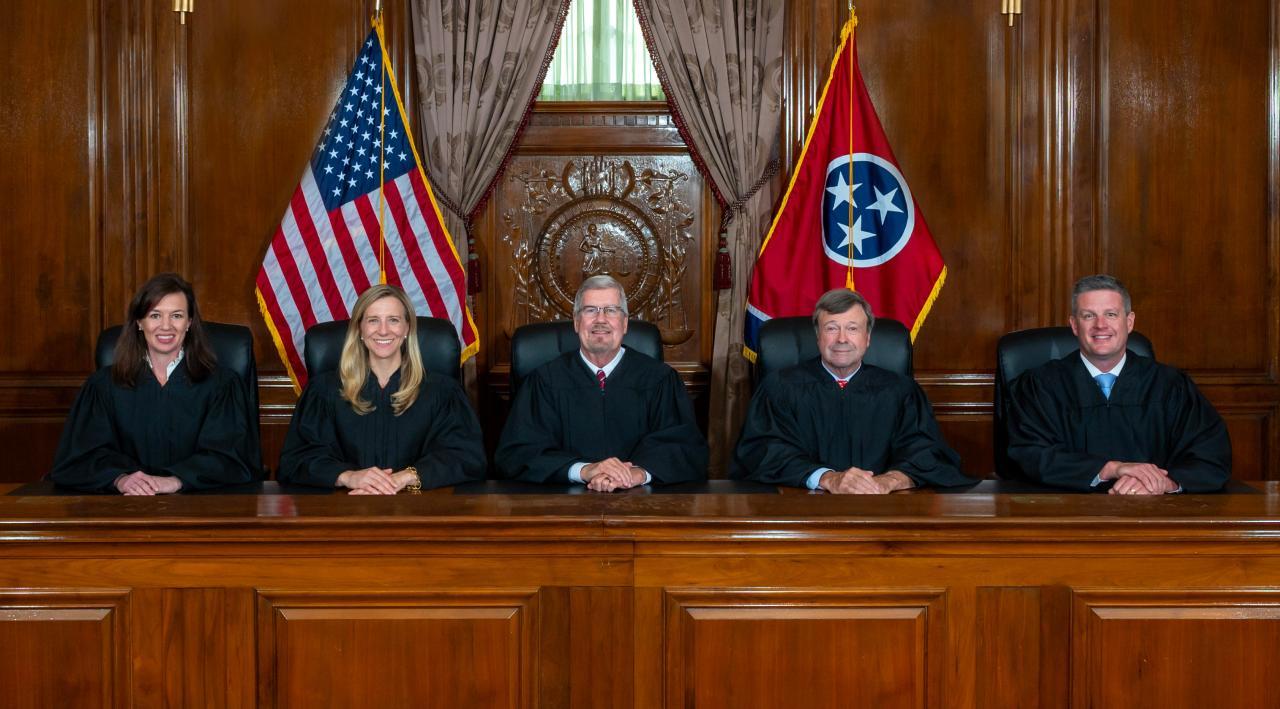 (Left to Right) Justice Wagner, Justice Campbell, Chief Justice Bivins, Justice Tarwater, Justice Hixson